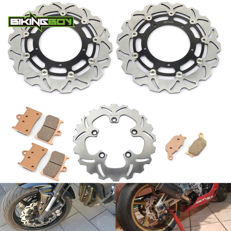 BIKINGBOY Front Rear Brake Discs Disks Rotors Pads For Yamaha FZ1 1000