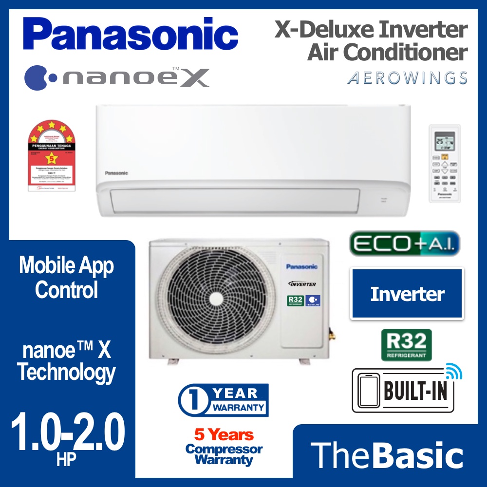 PANASONIC X Deluxe Inverter 1 0HP 1 5HP 2 0HP AirCond NanoeX Air