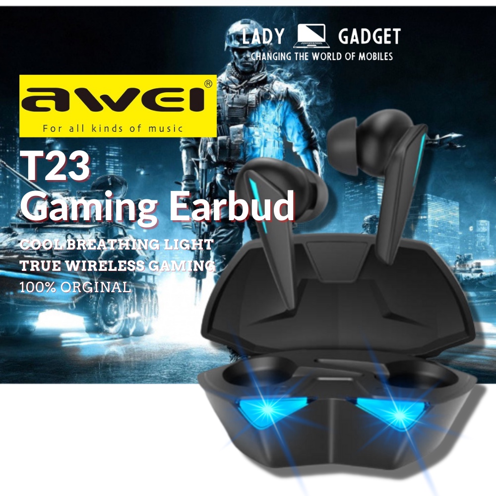 Awei T23 TWS Gaming True Wireless Gaming Bluetooth Headset With Cool