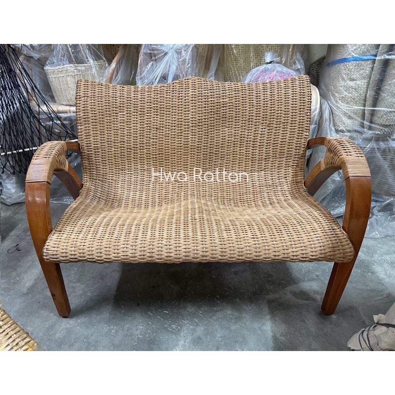 Set Fully Woven Rattan Wood Chair Living Room Outdoor Furniture Set