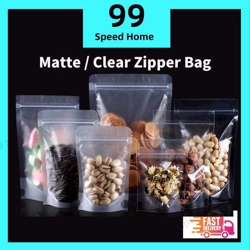 Pcs Matte Transparent Zip Lock Bag Zipper Standing Plastic Bag Zipper