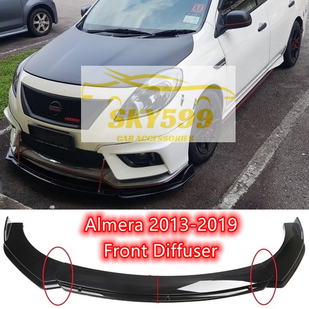 Nissan Almera Front Bumper Diffuser Lip Wrap Angle Splitters