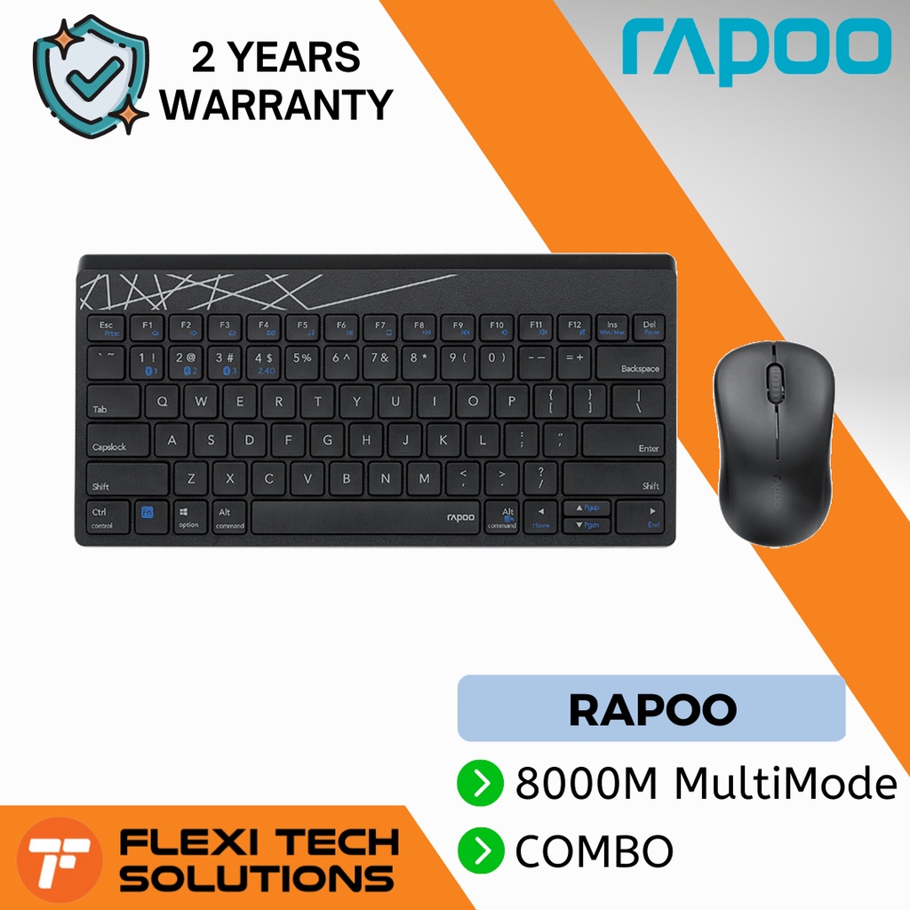 Flexi Tech Rapoo M Multi Mode Keyboard Mouse Black Bluetooth