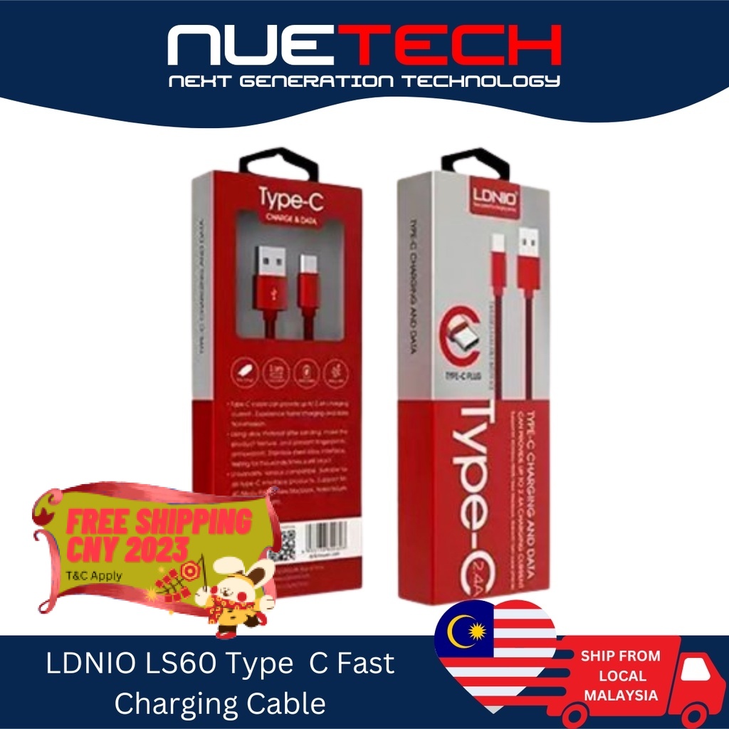 LDNIO LS60 Type C 2 4A 1m Fast Charge Sync Data Cable Shopee Malaysia