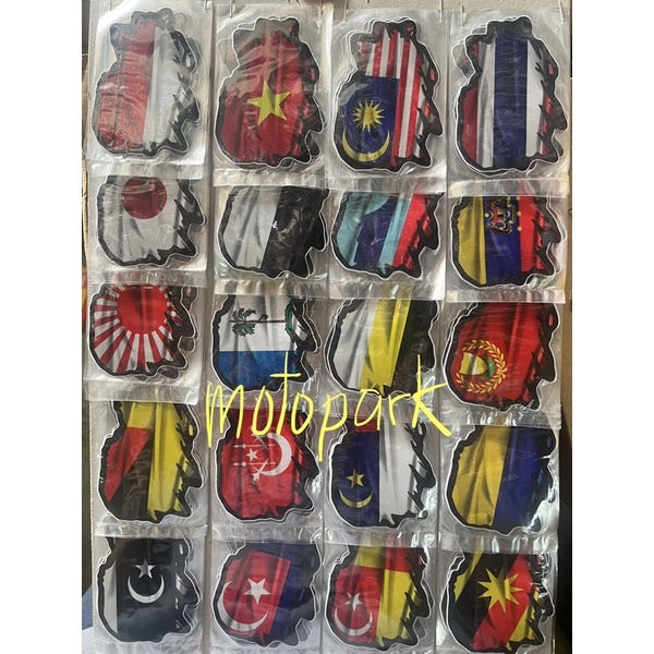 Sticker Bendera Negeri Negara Malaysia Vietnam Indonesia Thailand Jepun