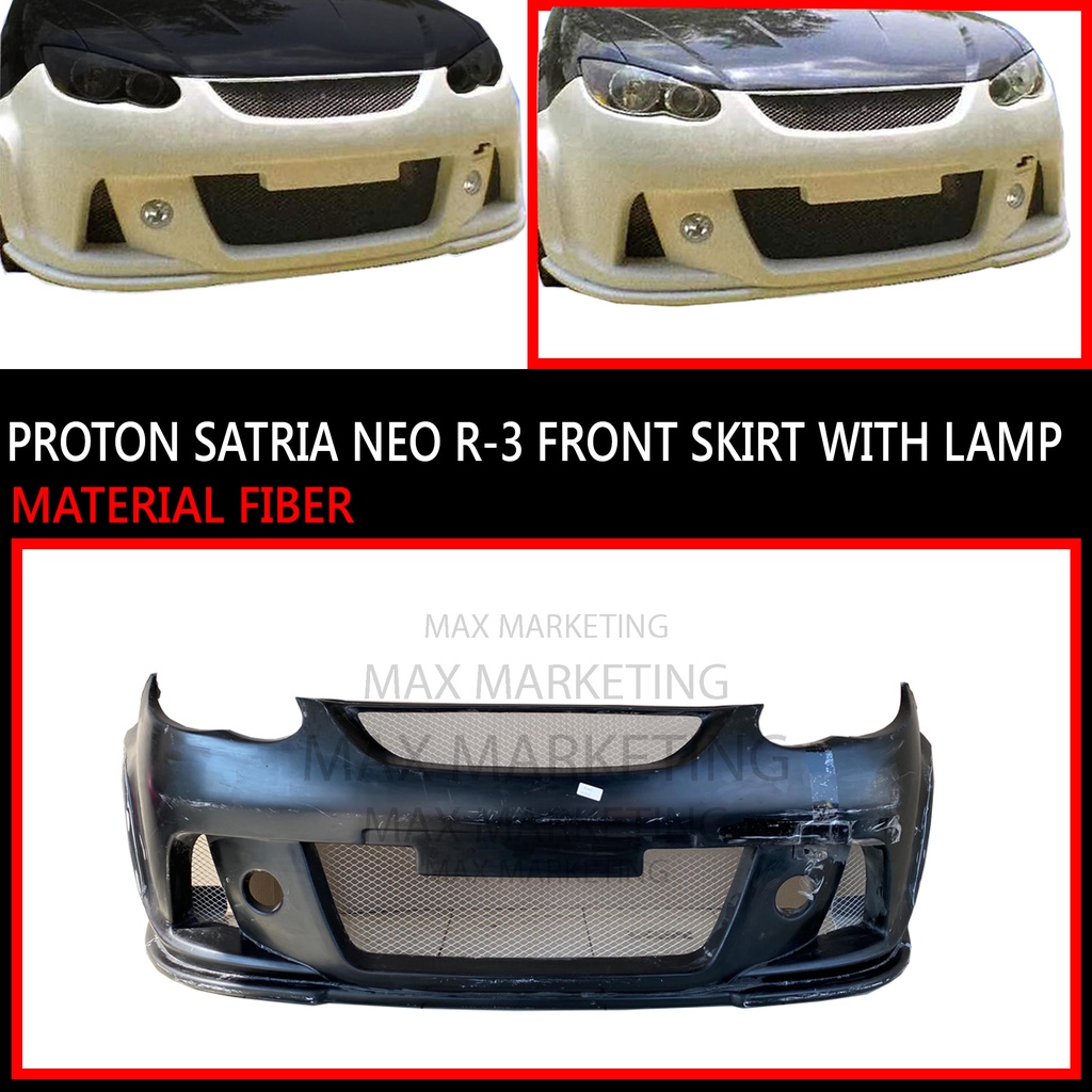 B1095 PROTON SATRIA NEO R 3 FRONT BUMPER FIBERGLASS SKIRT LIP BODYKIT