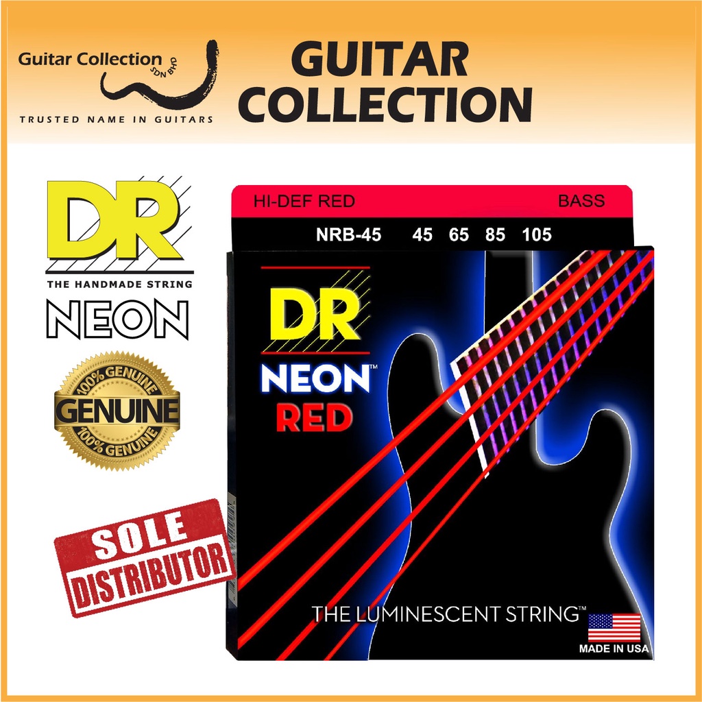 Dr Strings Nrb Neon Red Coated Nickel Plated Bass Strings String