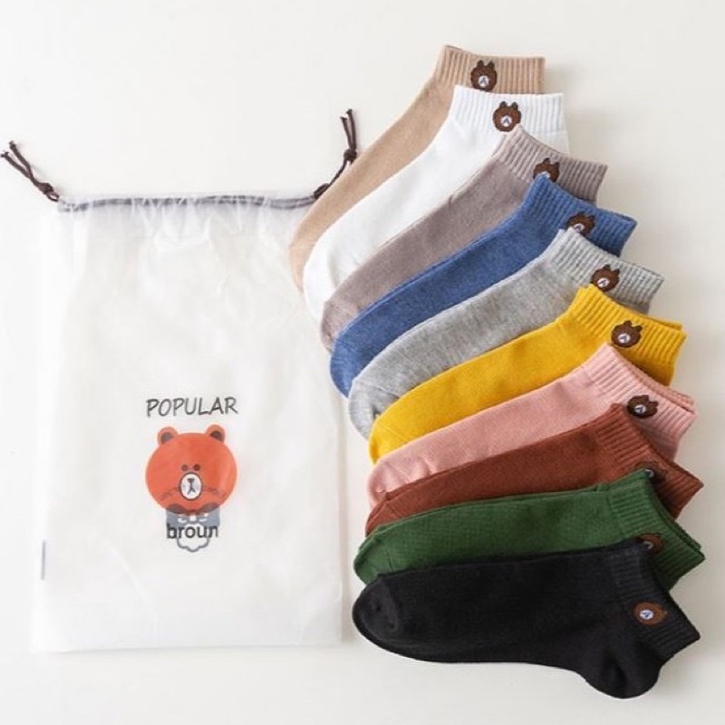 Ready Stock Pair Bear Socks Cute Short Sock Women Ankle Stokin Pendek