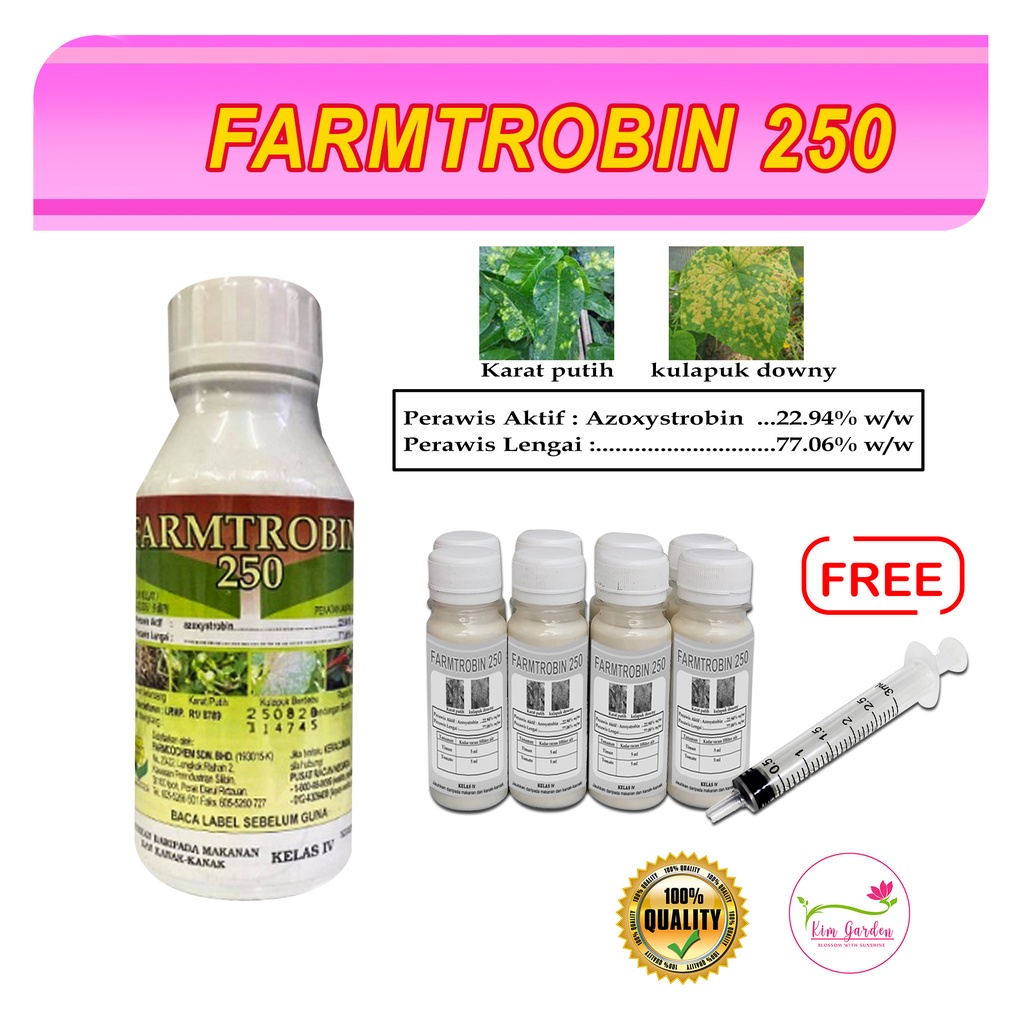 Farmtrobin 250SC A I Azoxytrobin Racun Kulat Downy Dan Karat Putih