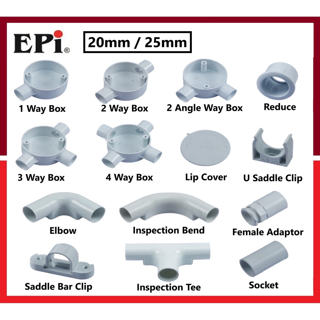 Conduit Pipe Fitting Accessories PVC 20mm 25mm 1 2 3 4 Way Tee Elbow