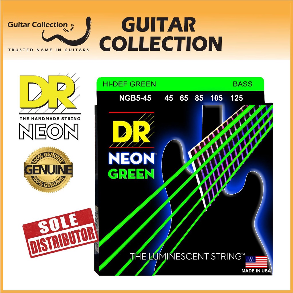 Dr Strings Ngb Neon Green Coated Nickel Plated Bass Strings