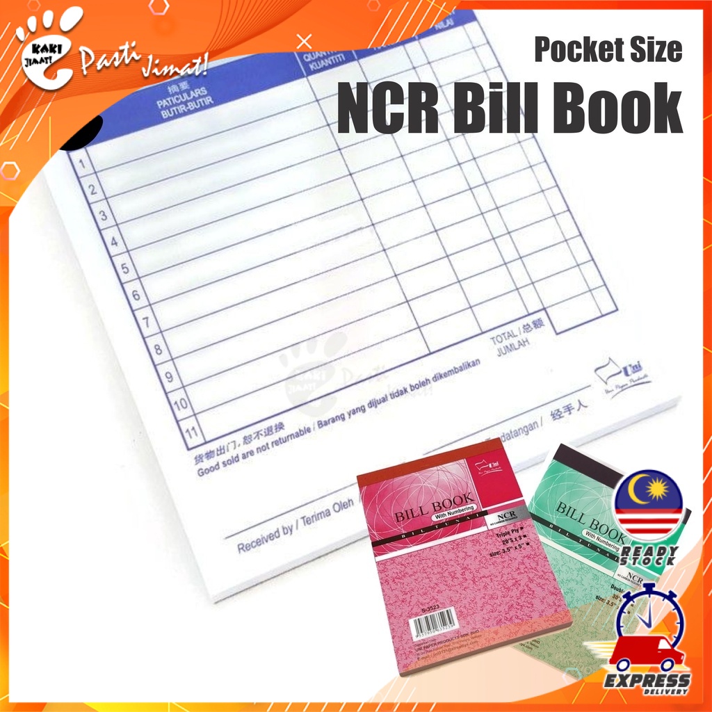 Uni Paper Mini Cash Bill Book Buku Bil Tunai Ncr Bill Book