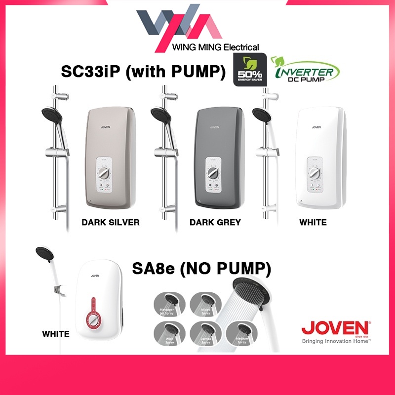 Joven Water Heater Instant Hot Shower With Pump SC33iP NO Pump SA8E