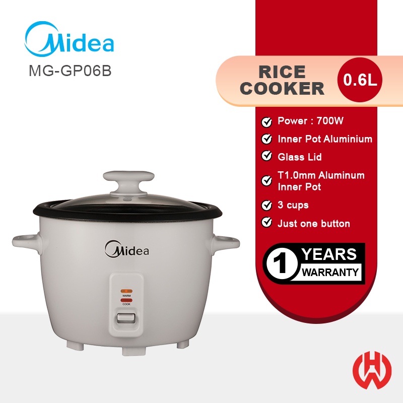 MIDEA 0 6L GLASS LID CONVENTIONAL RICE COOKER MG GP06B Shopee Malaysia