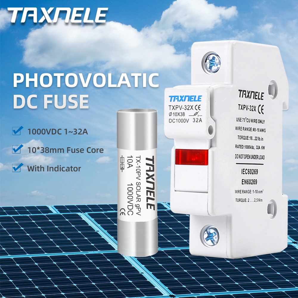 Solar DC Fuse 1000V PV Photovoltaic 6A 10A 15A 20A 25A 30A Fuse Holder