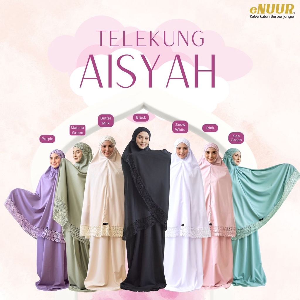 Telekung Aisyah With Premium Satin Silk Enuur Telekung Solat Prayer