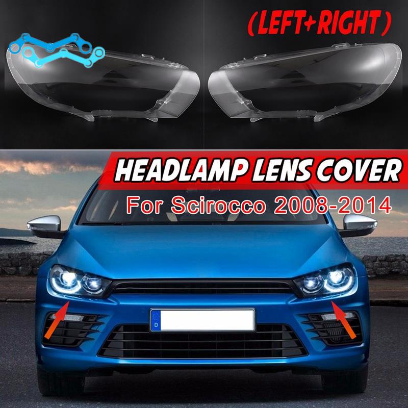 Pair Left Right For Scirocco Car Headlight Lens Cover