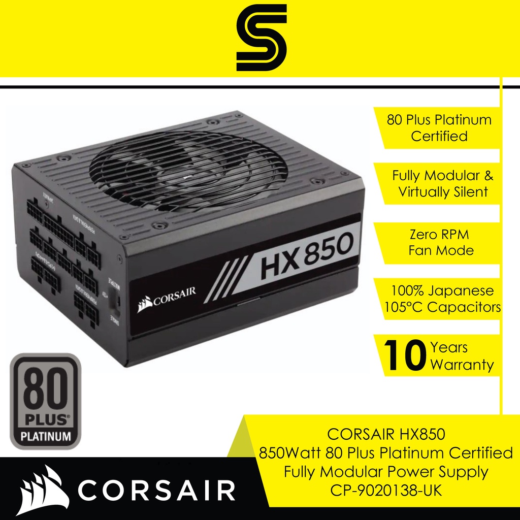 CORSAIR HX850 850Watt 80 Plus Platinum Certified Fully Modular Ver2022