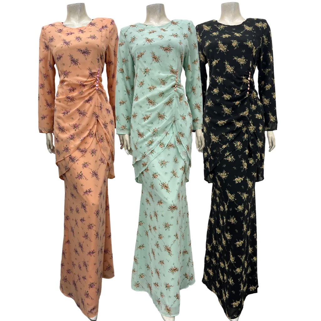 Baju Kurung Moden Dan Kain Duyung Chiffon Full Lining Shopee Malaysia