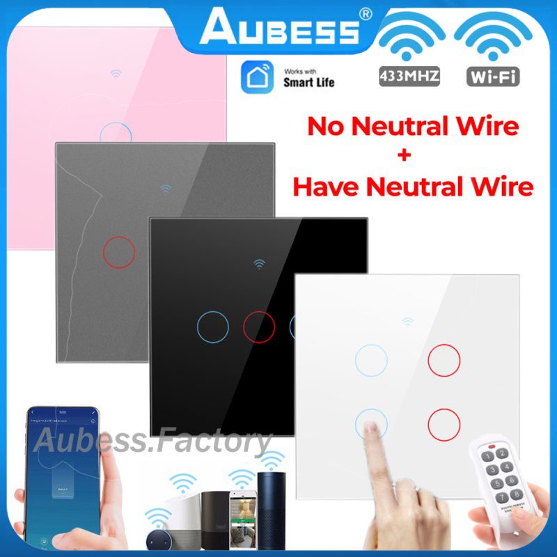 Aubess Tuya Gang Wifi Mhz Smart Touch Switch Home Light Wall