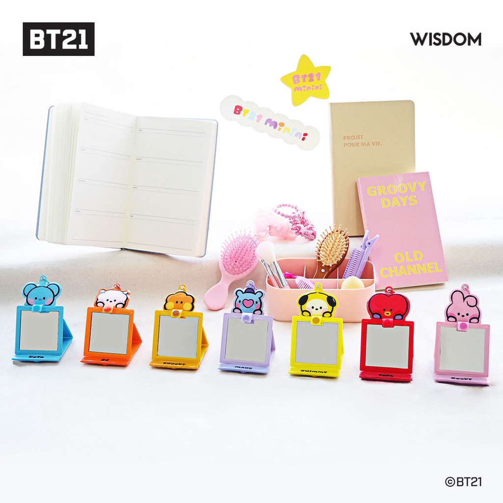 BT21 Authentic BTS Official Minini Mirror Keyring Portable Hand Mirror