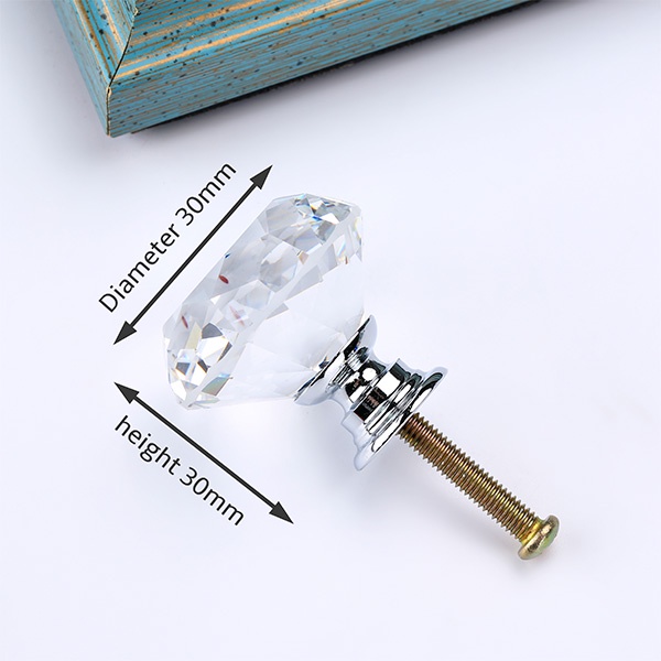 Naierdi Gold Base Diamond Shape Design Crystal Glass Knobs Cupboard