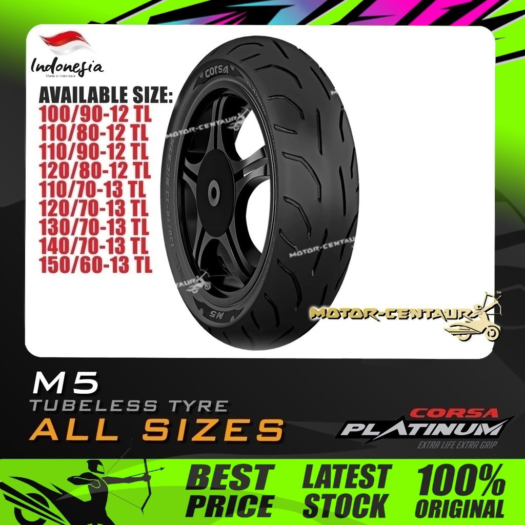 Tayar Motorsikal Corsa Platinum M Tubeless Scooter Tyre