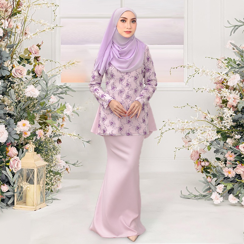 Baju Kurung Modern Baju Raya Embroidery Full Net Lace Round