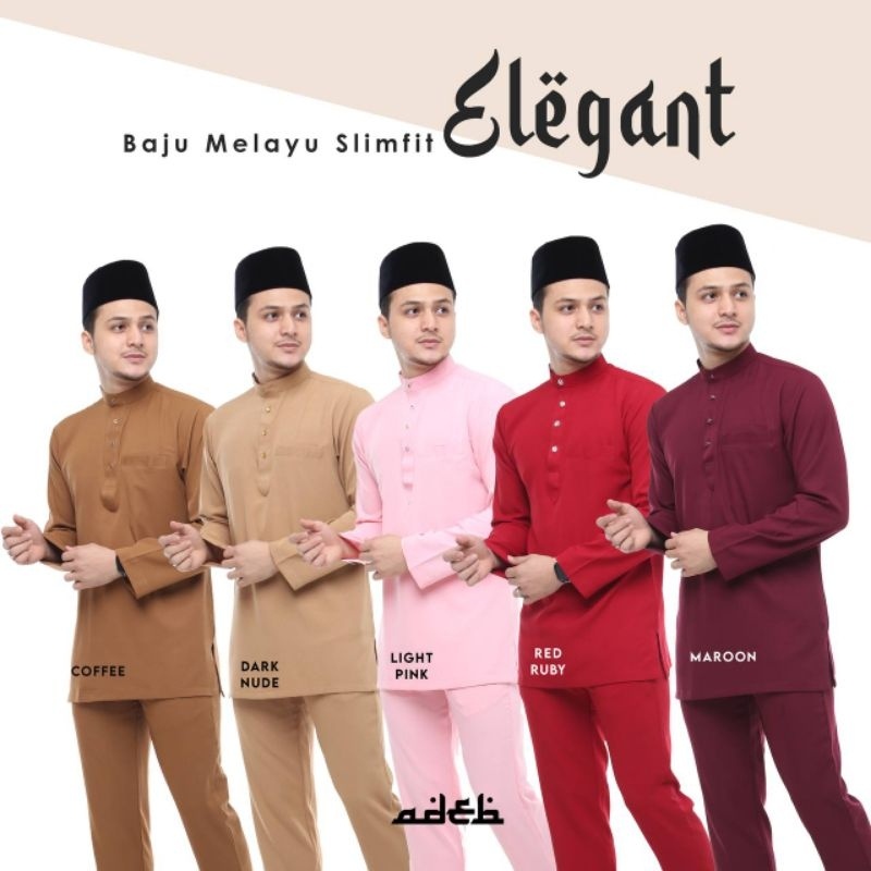 Baju Melayu Slim Fit Elegant By Adeb Nude Brown Coffee Army Light