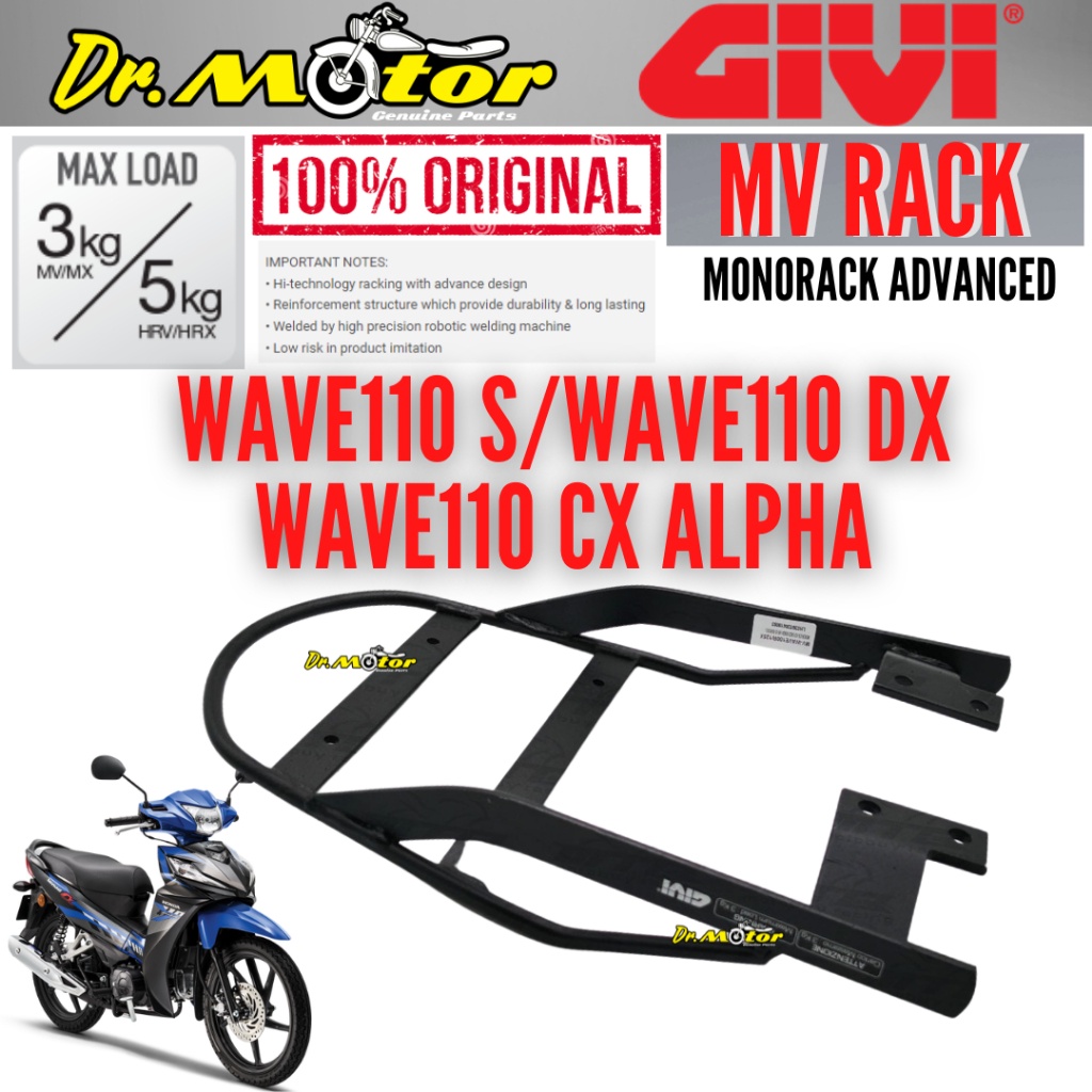 Honda Wave S Cx Alpha Dx Wave Givi Mv Monorack Advance Mono Rack