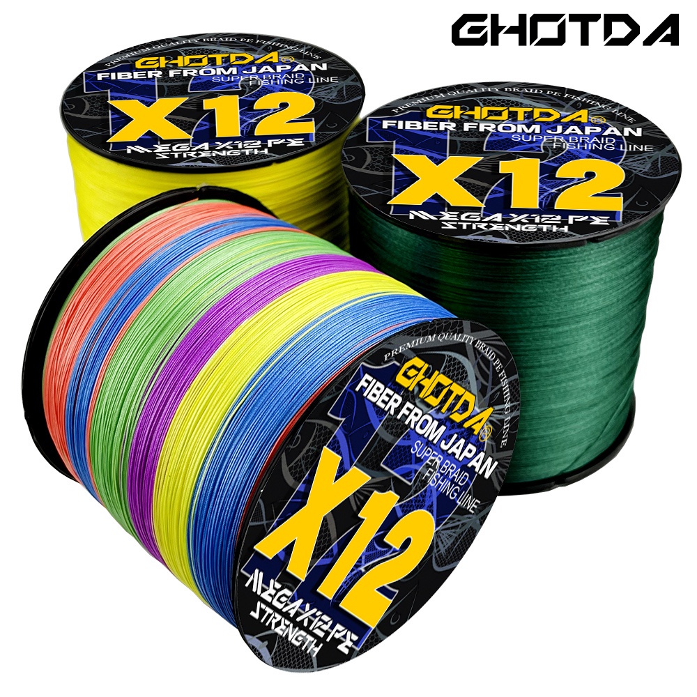 Tali Pancing GHOTDA 12 Strands 1000M 500M 300M X12 Braided Fishing Line