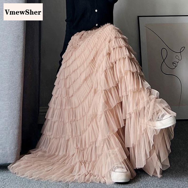 Vmewsher Tiered Skirts For Women Spring Summer Mesh Cute Sweet A Line