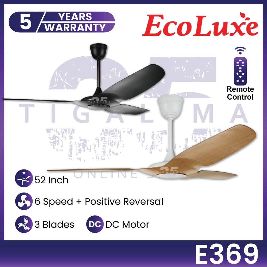 ECOLUXE E369 FAN ECO 369 52 Inch 3 Blades 6 Speed Positive Reversal