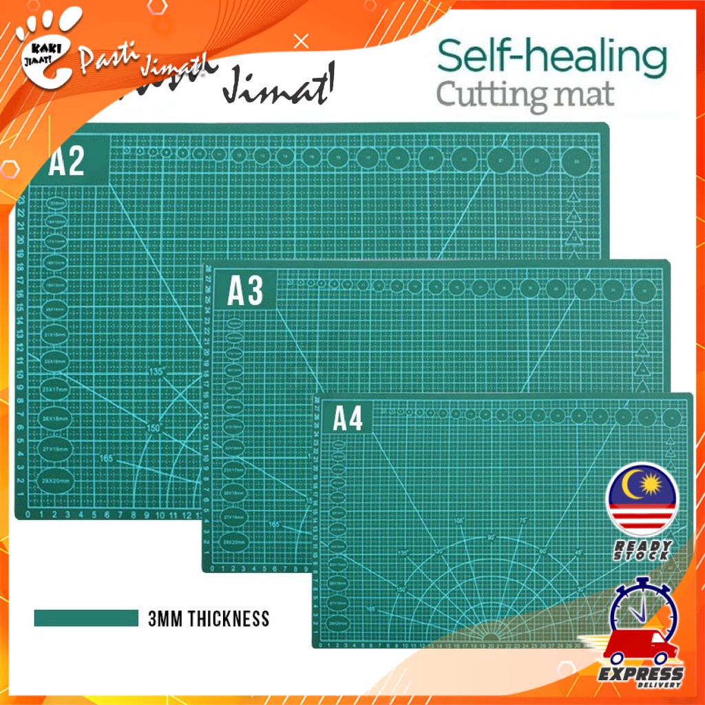 Kaki Jimat Pvc Cutting Mat Self Healing Papan Pemotong Garis Harus Office Stationery Craft