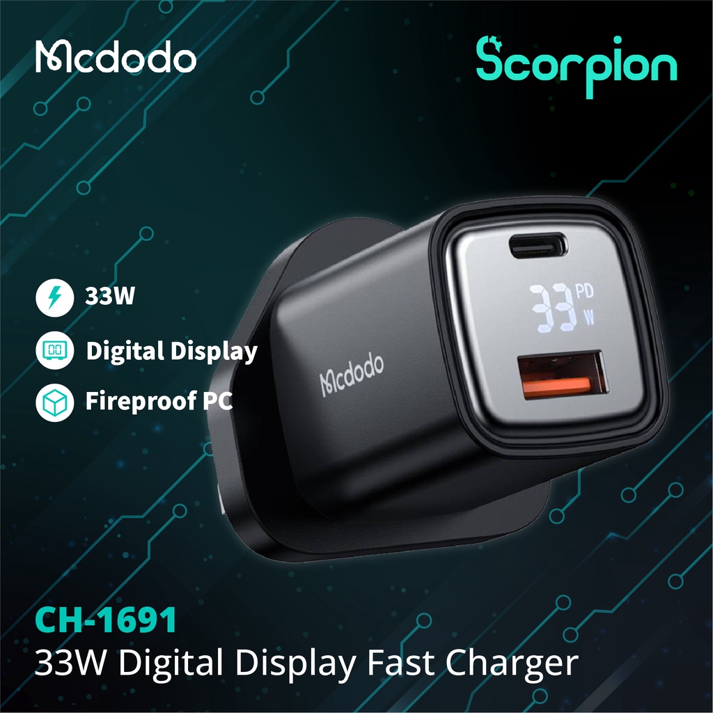 Mcdodo CH 1691 33W Digital Display Fast Charger Shopee Malaysia