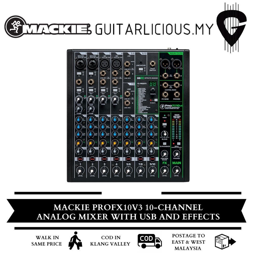 Mackie ProFX10v3 10 Channel Analog Mixer With USB And Effects ProFX