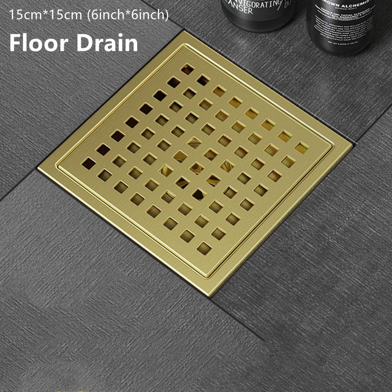 Stainless Steel Floor Drain Cm Cm Gold Brushed Bathroom Shower