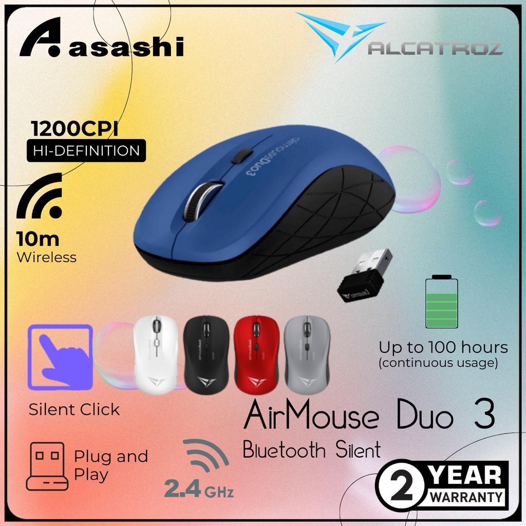 Alcatroz AirMouse Duo 3 Wireless 2 4G Bluetooth Silent Mouse With