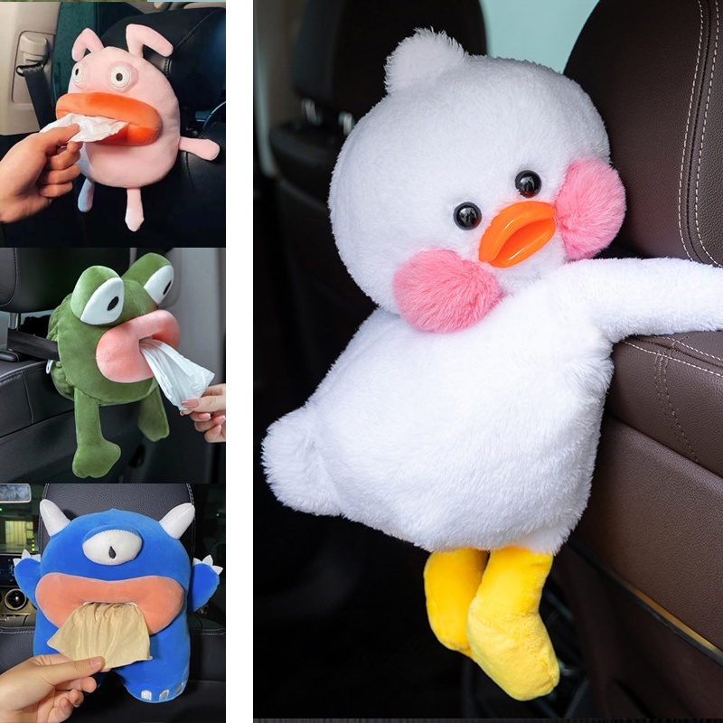 Car Tissue Box Holder Cute Cartoon Plush Doll Drawer Box Napkin Package