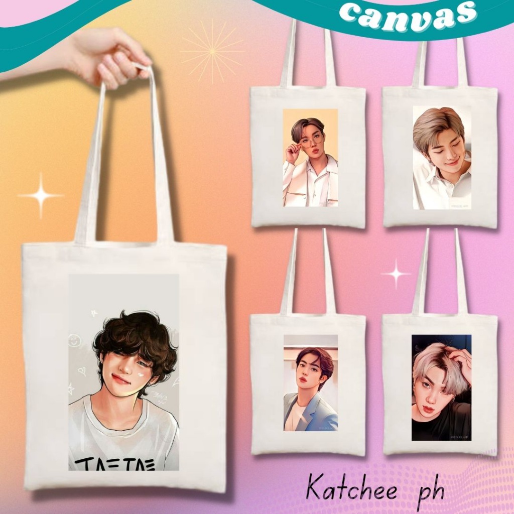 Tote Bag Katsa Canvas High Quality V Jungkook J Hope Rm Jin Suga