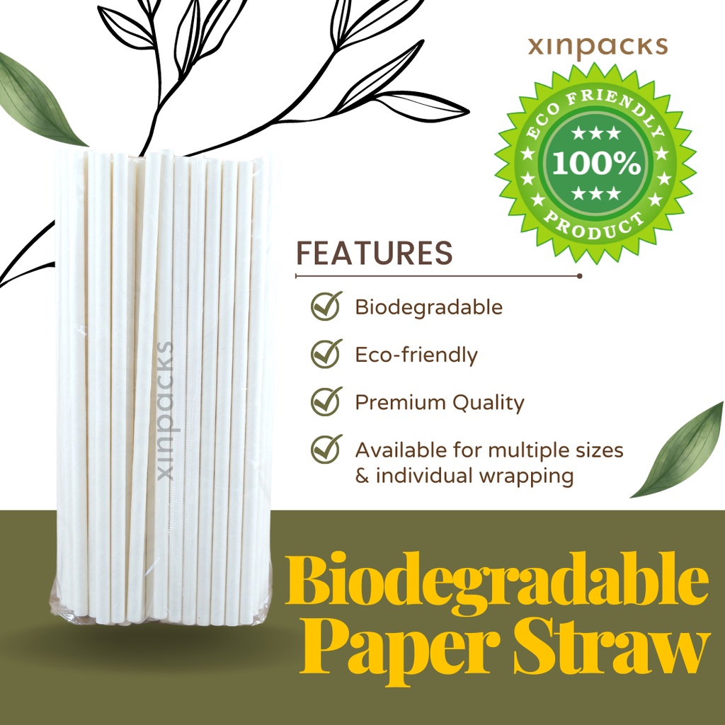 Pcs Mm White Paper Straw Biodegradable Paper Straws Penyedut