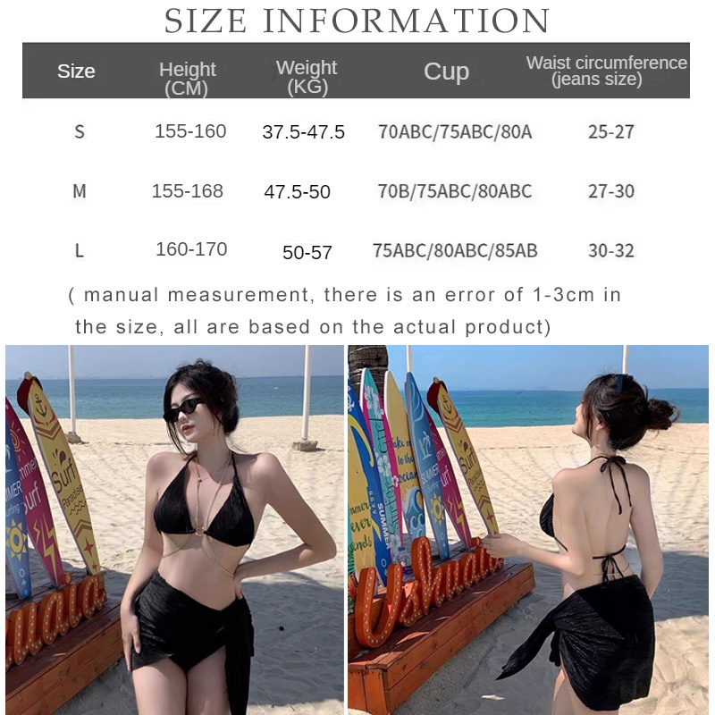 Swimsuit Women S Sexy Veil Chain Bikini Three Piece Swimsuit Holiday