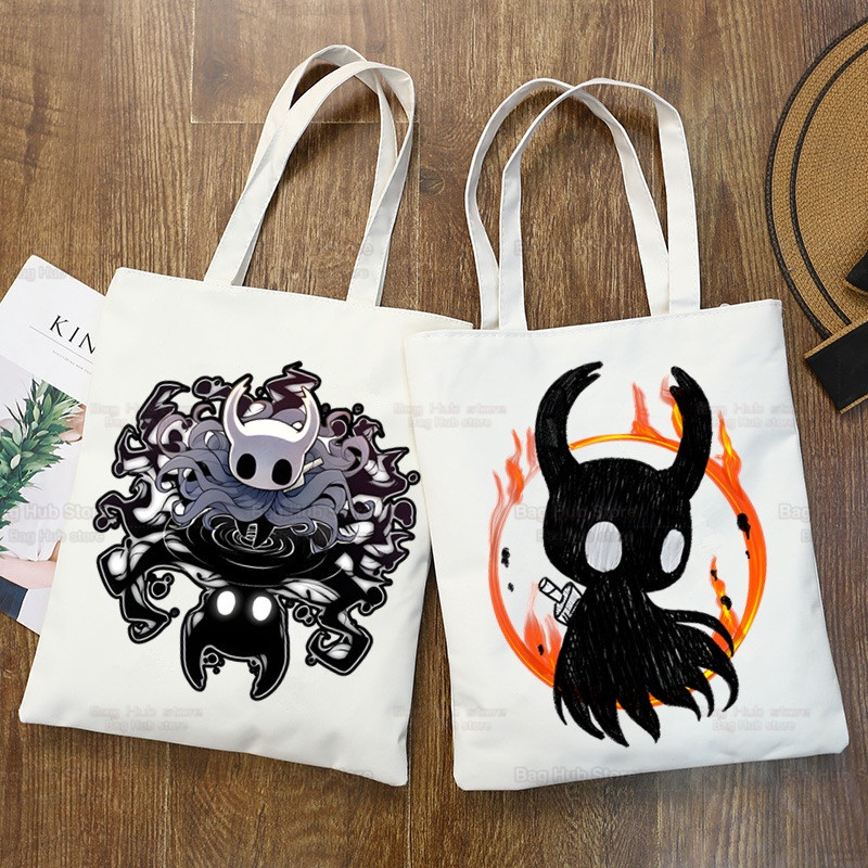 Hollow Knight Game Print Canvas Shoulder Tote Bag Handbags Eco Reusable