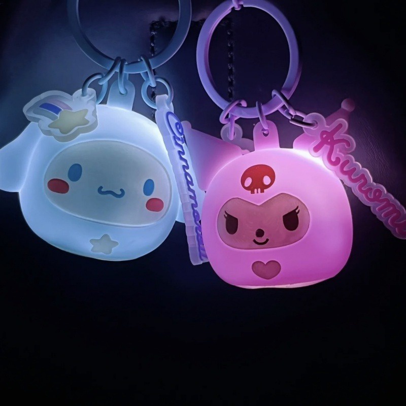 Sanrio Led Lighting Keychain Cute Cinnamoroll Kuromi Keyring My Melody