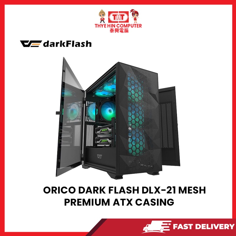 Orico Dark Flash Dlx Mesh Premium Atx Casing Shopee Malaysia