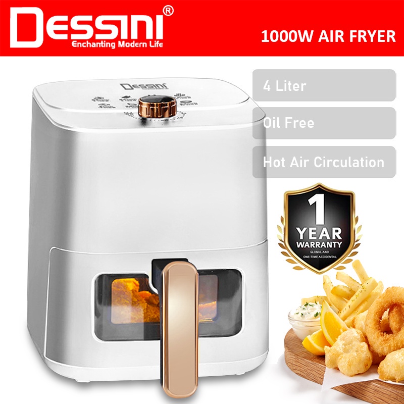 DESSINI 4L Air Fryer With Window Electric Oven Convection Toaster Timer