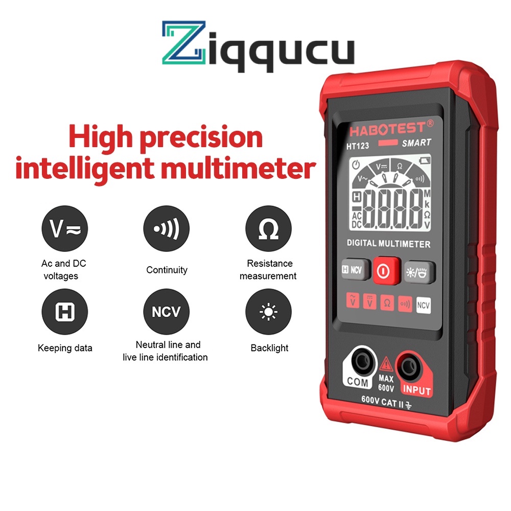 Ziqqucu Rechargeable Digital Multimeter Color Lcd Display Counts