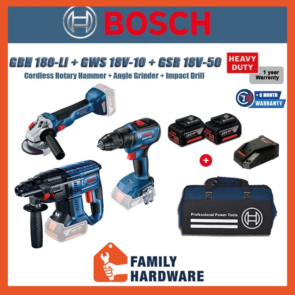 BOSCH GSR 18V 50 Cordless Drill Driver GBH 180 LI Cordless Rotary