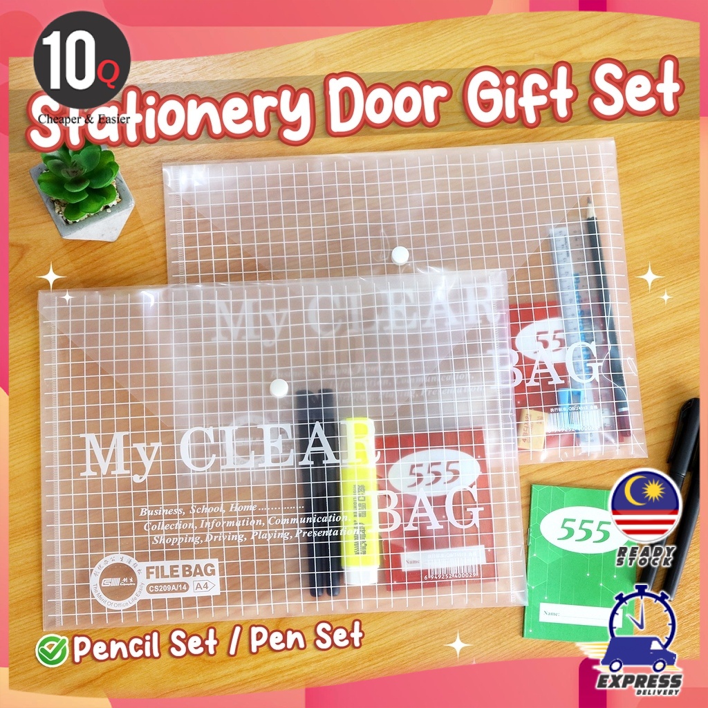 Q My Clear Bag Button File Folder A Size Stationery Door Gift