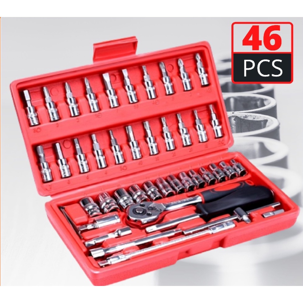 Pcs Inch Tools Screwdriver Box Socket Set Ratchet Bits Tool Box